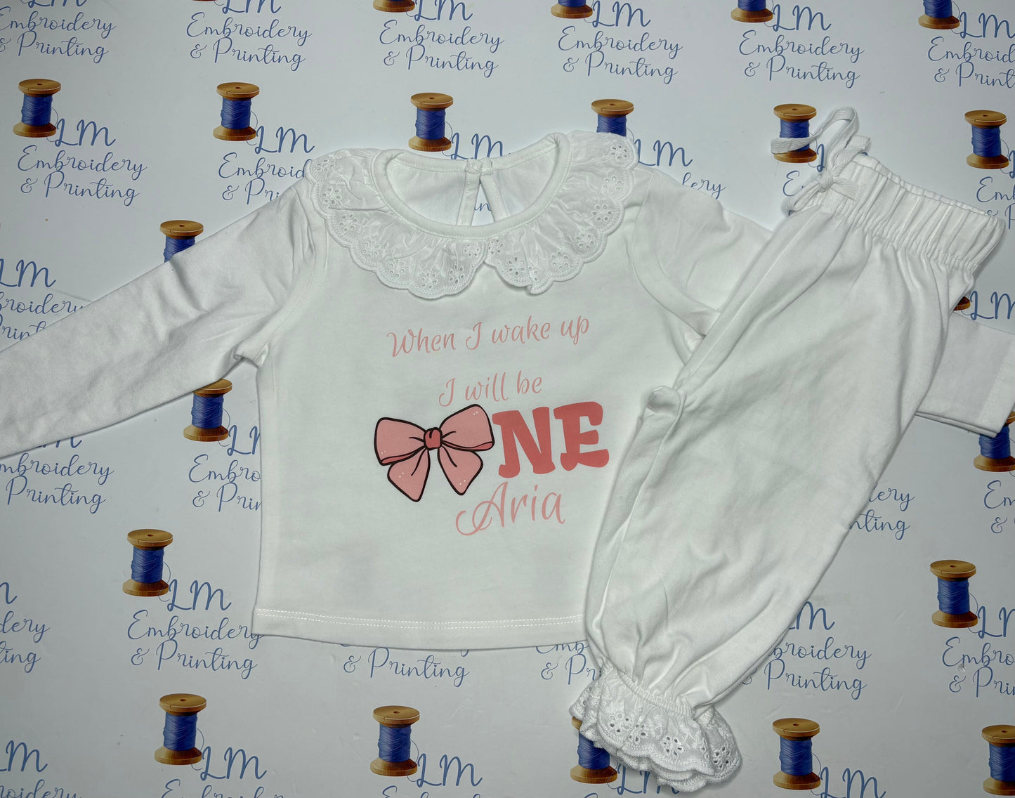 When I wake up Long Sleeve Frilled Pyjama Set