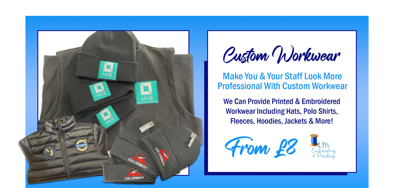 LM Embroidery & Printing. Providing quality custom workwear and personalised gifts. From one-off gifts for special occasions to kitting out your staff to give your business a professional image, we can handle all your requirements & produce great results
