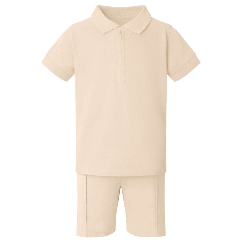 Personalised Boy's Zip Neck Polo Shirt and Shorts