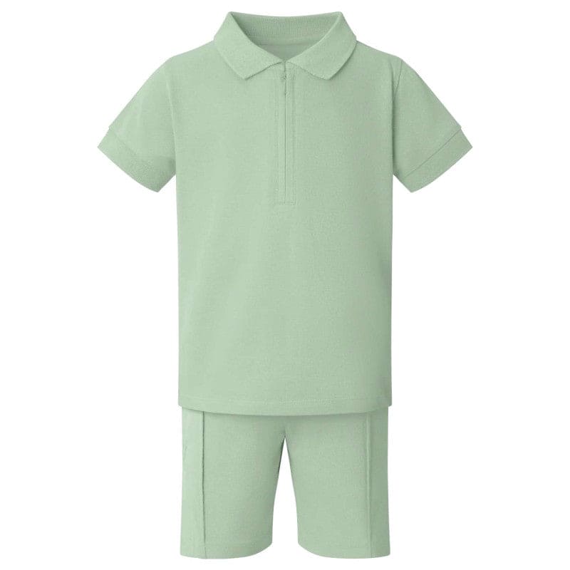 Personalised Boy's Zip Neck Polo Shirt and Shorts