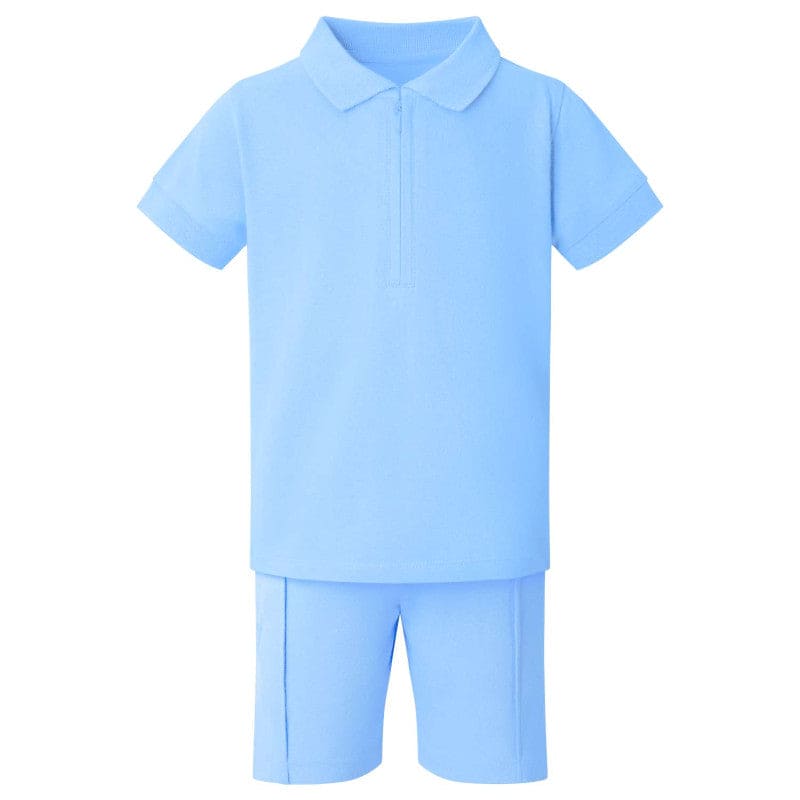 Personalised Boy's Zip Neck Polo Shirt and Shorts