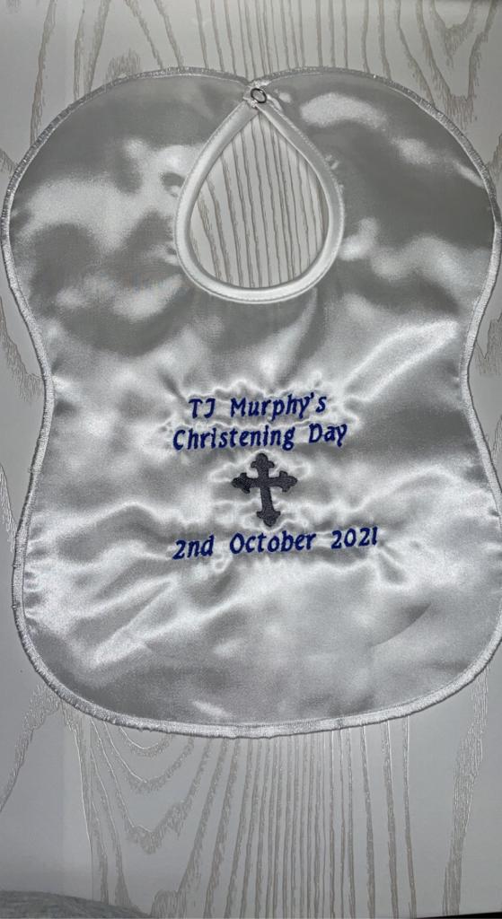 White Satin Christening Bib