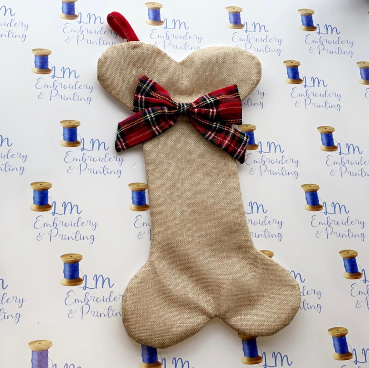 DELUXE PLUSH HESSIAN BONE STOCKING