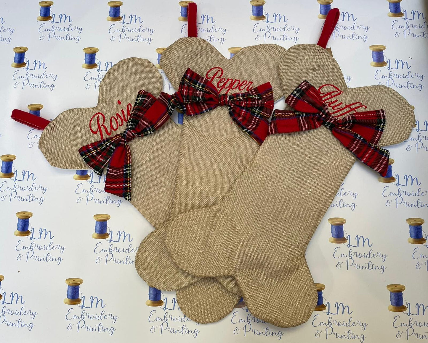 DELUXE PLUSH HESSIAN BONE STOCKING