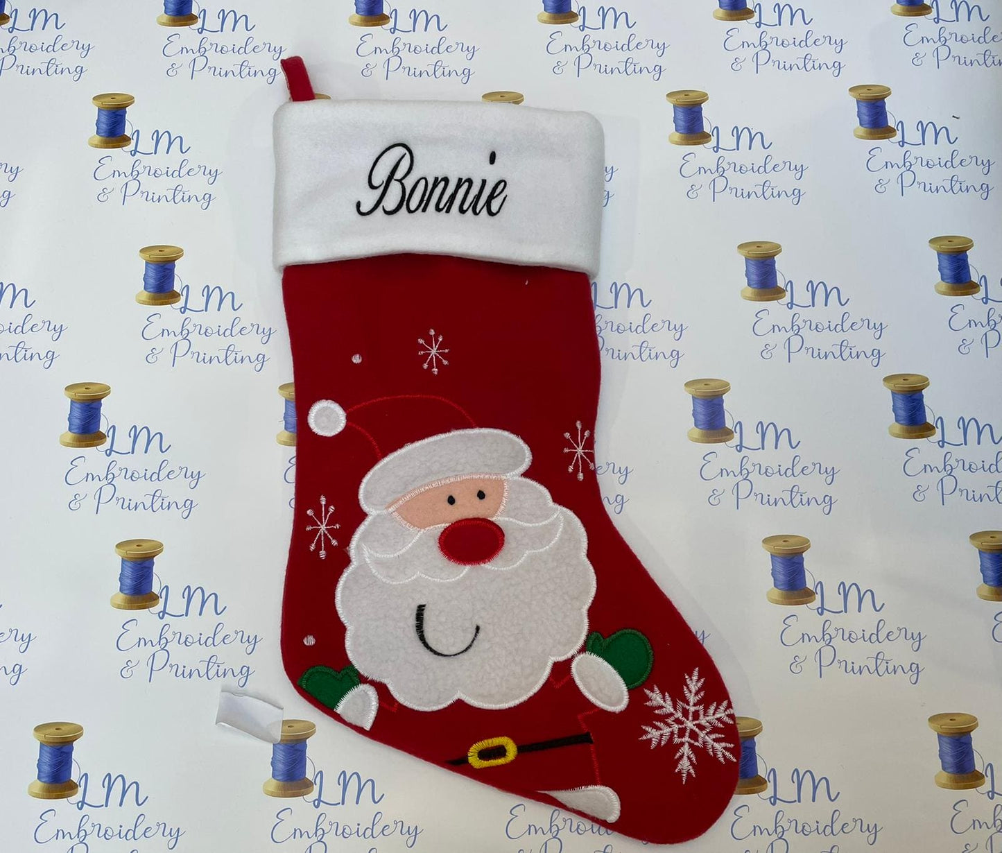 DELUXE PLUSH RED WHITE TOP CUTE SANTA STOCKING