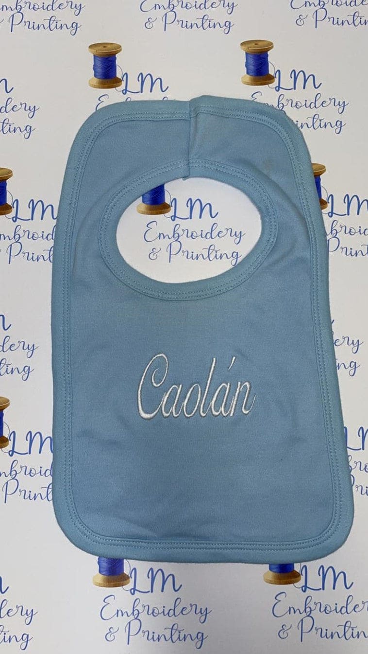 Cotton Bib with Name Embroidered