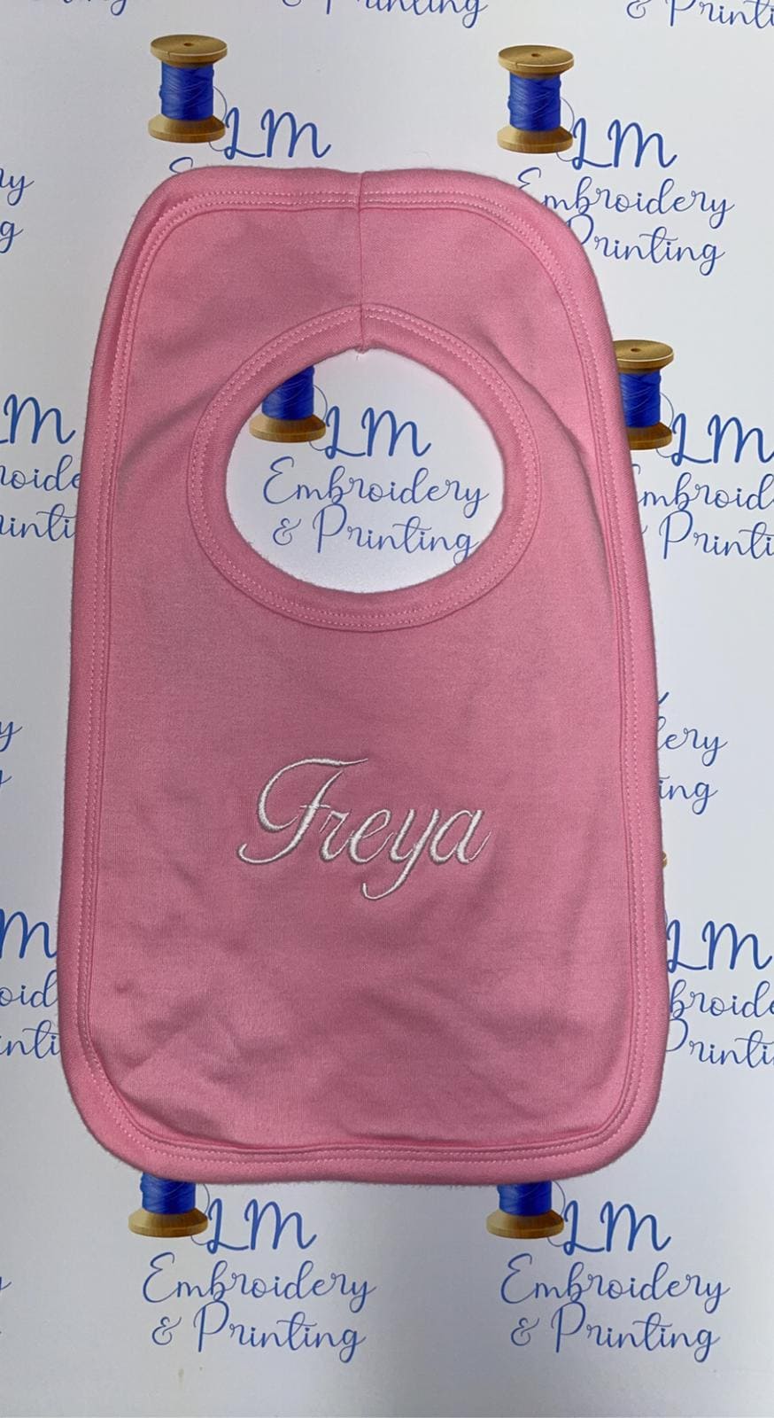 Cotton Bib with Name Embroidered