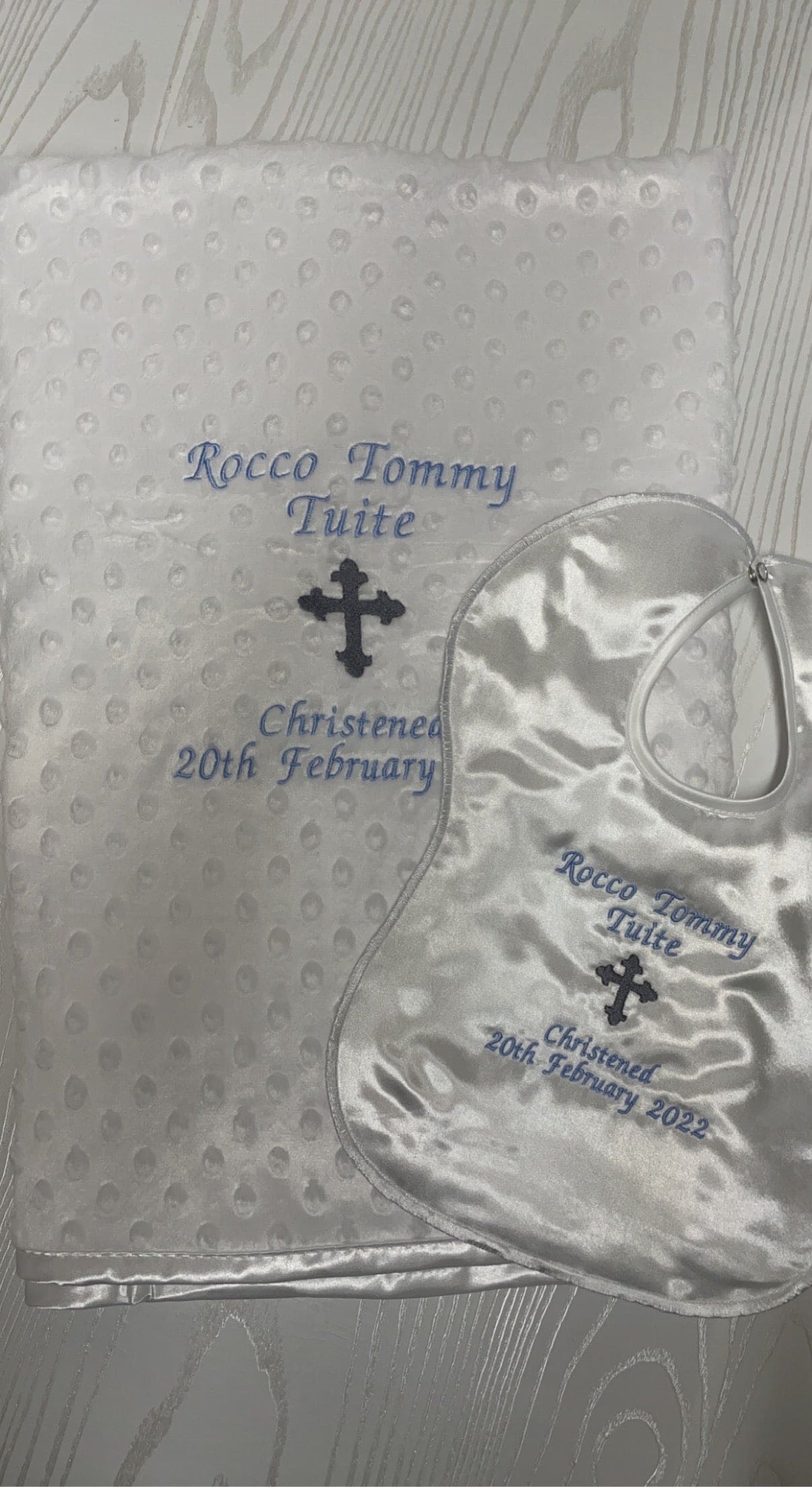 Christening Bib and Blanket two piece pack