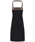 Apron Leather top Espresso bib apron with pockets