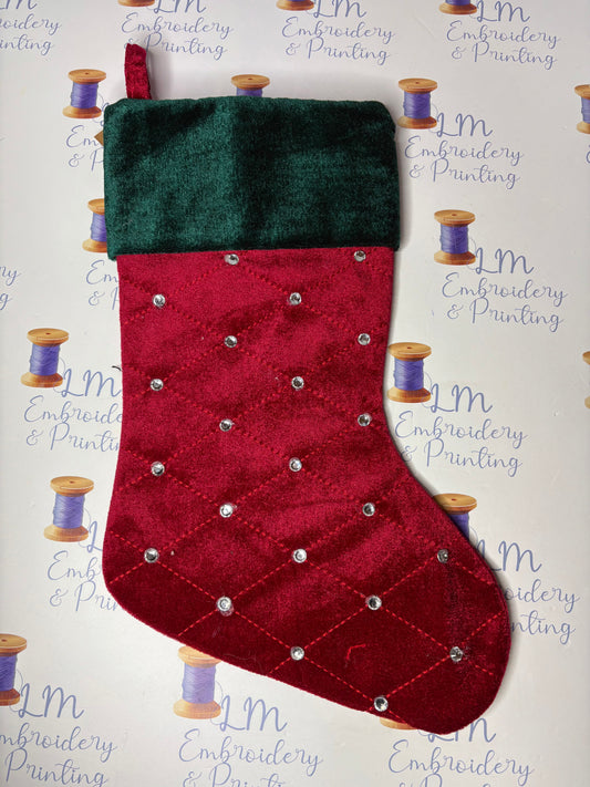 VELVET RED & GREEN CHRISTMAS STOCKING