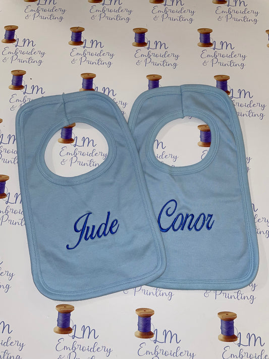 Cotton Bib with Name Embroidered