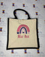 Teacher Rainbow pencil Personalised Midi jute tote bag