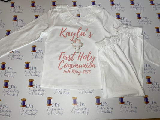 Communion Long Sleeve Frilled Pyjama Set