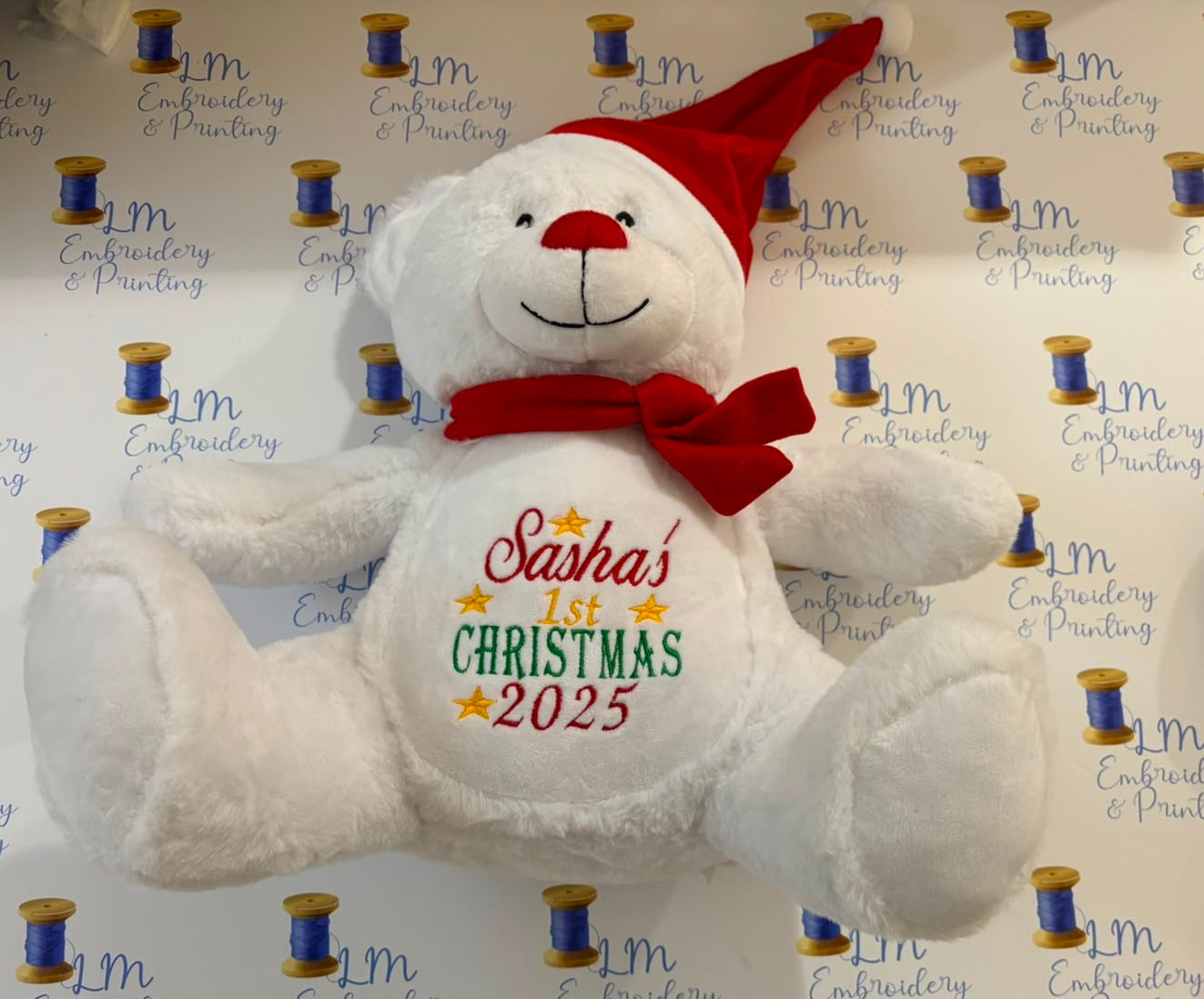 Christmas Teddy with Santa Hat