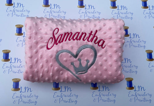 Name and Heart Crown Soft Bubble Embossed Blanket