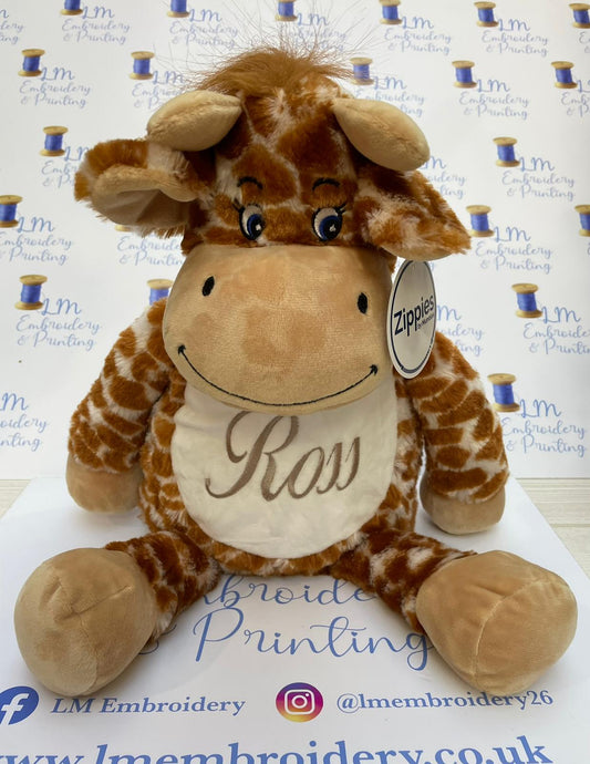 Teddy Giraffe with embroidered belly.