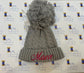 Grey pom pom knitted beanie