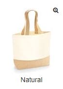 Jute base canvas tote Natural Beech/ Shopping Bag