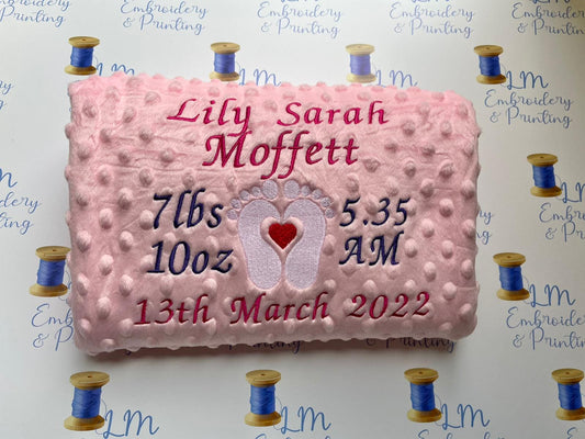 Baby Birth details Soft Bubble Embossed Blanket